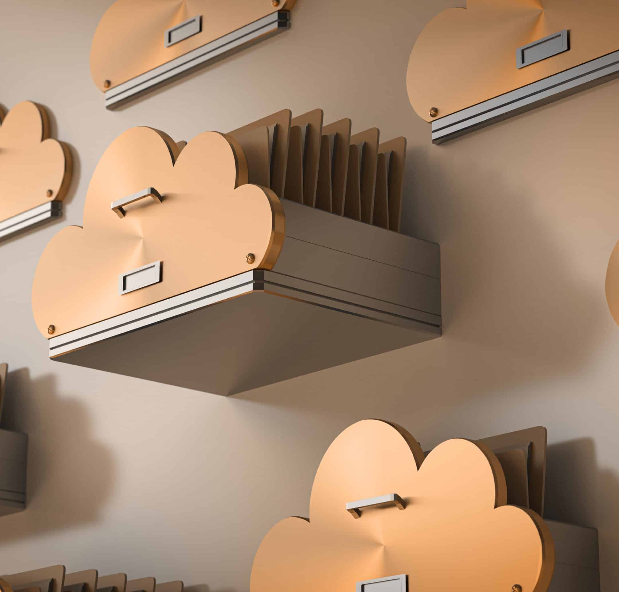 Cynerge Consulting| image: cloud-storage-with-drawer-with-files-cloud-brown