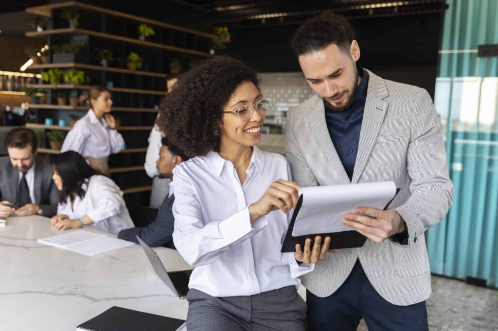 Business associates discussing a project