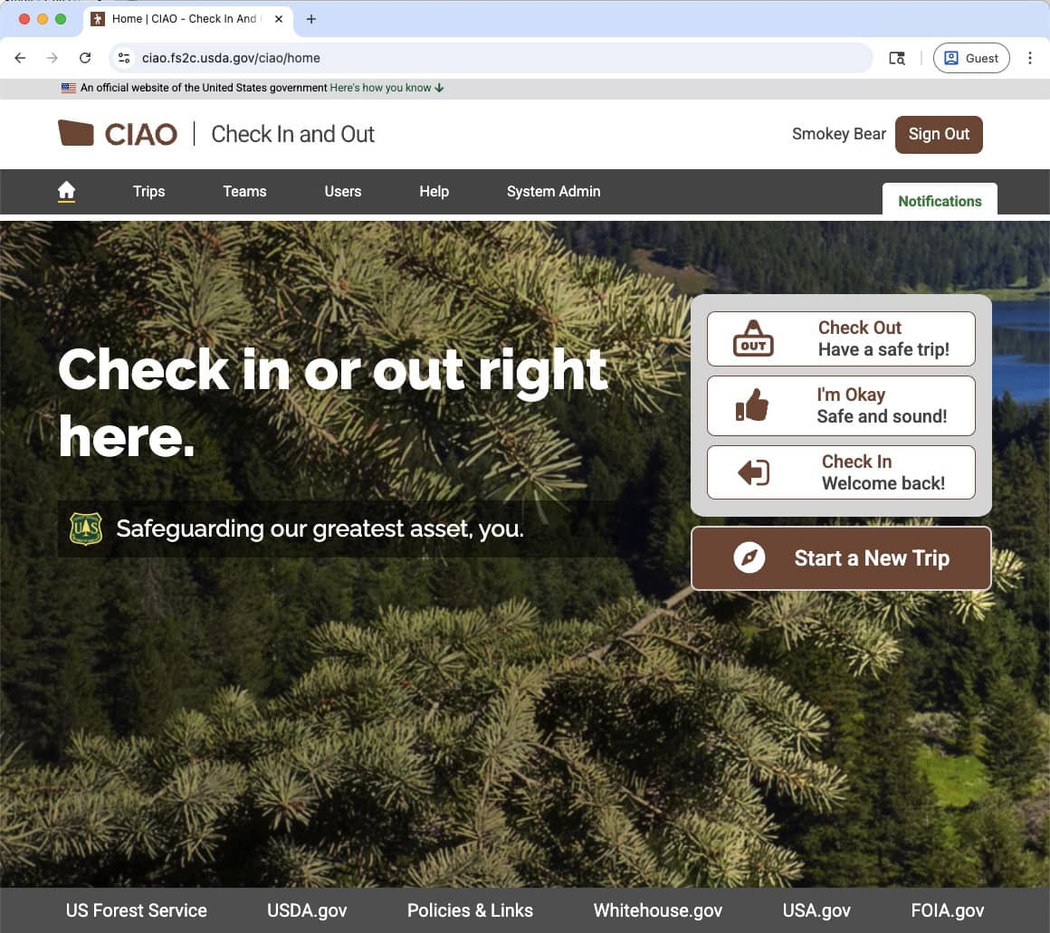 CIAO website screenshot