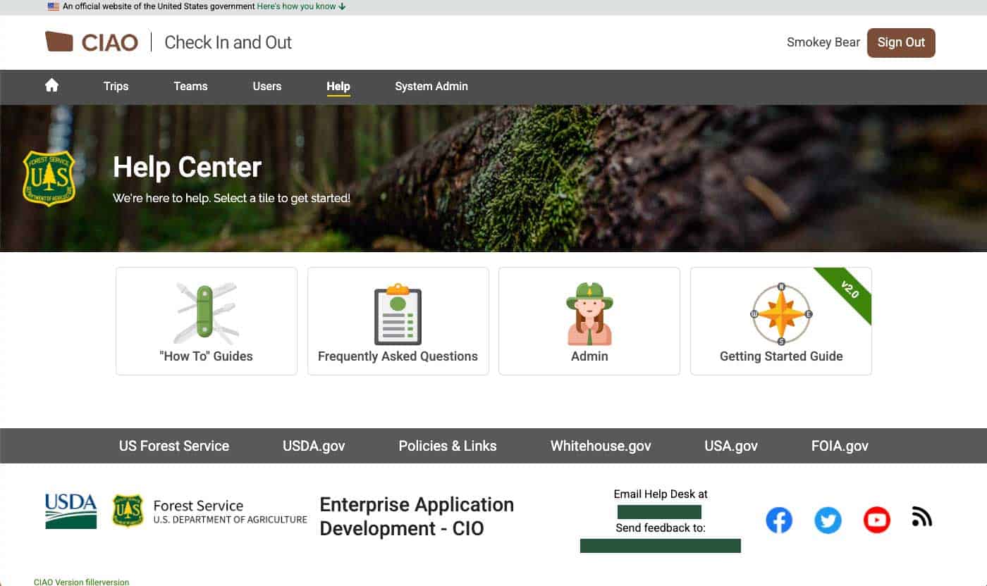 CIAO Help Center landing page